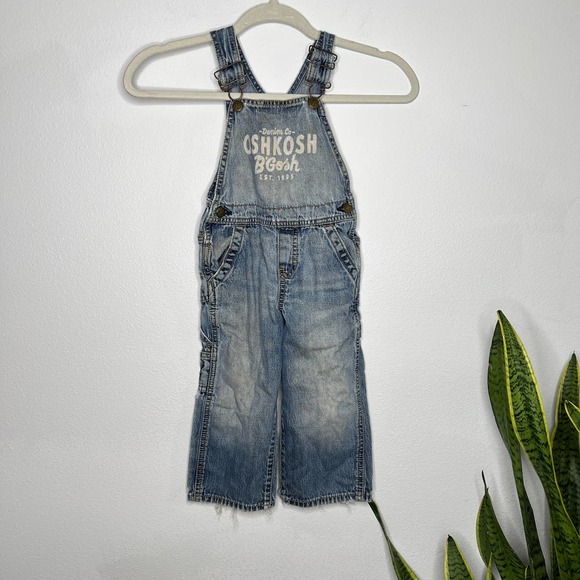 OshKosh Bgosh Distressed Logo Overalls 2T - Picture 1 of 4